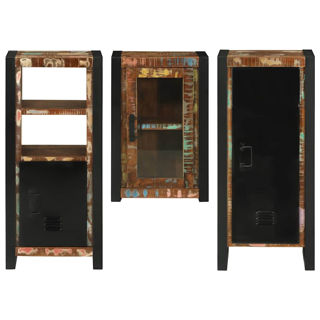 Set de mobilier pentru baie cu ușă 3 pcs Lemn recuperat solid GartenMobel Dekor