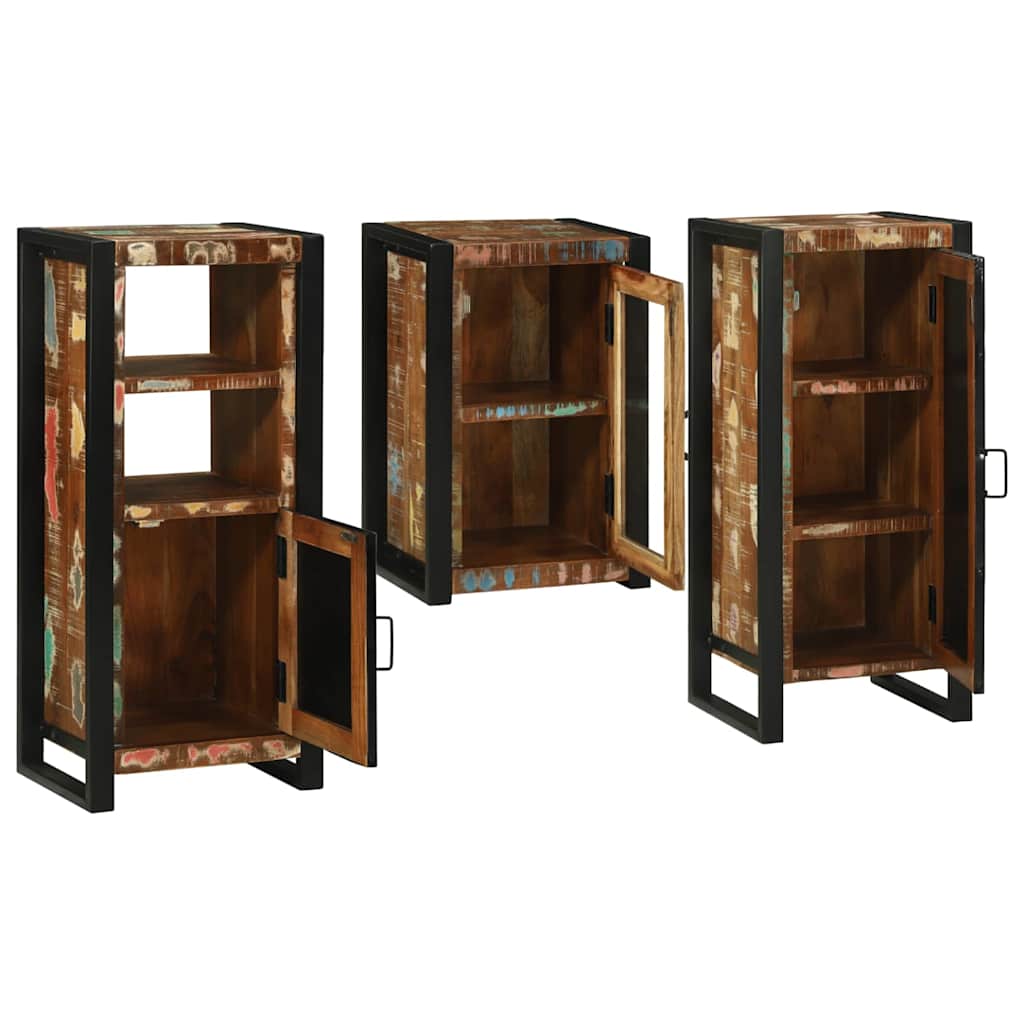 Set de mobilier pentru baie cu ușă 3 pcs Lemn recuperat solid GartenMobel Dekor