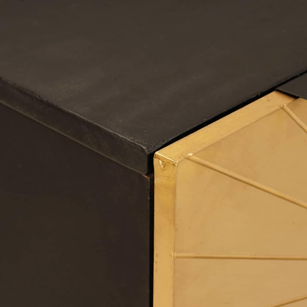 Bufet 2 pcs Negru și Aur 60 x 33 x 75 cm Lemn masiv de mango GartenMobel Dekor