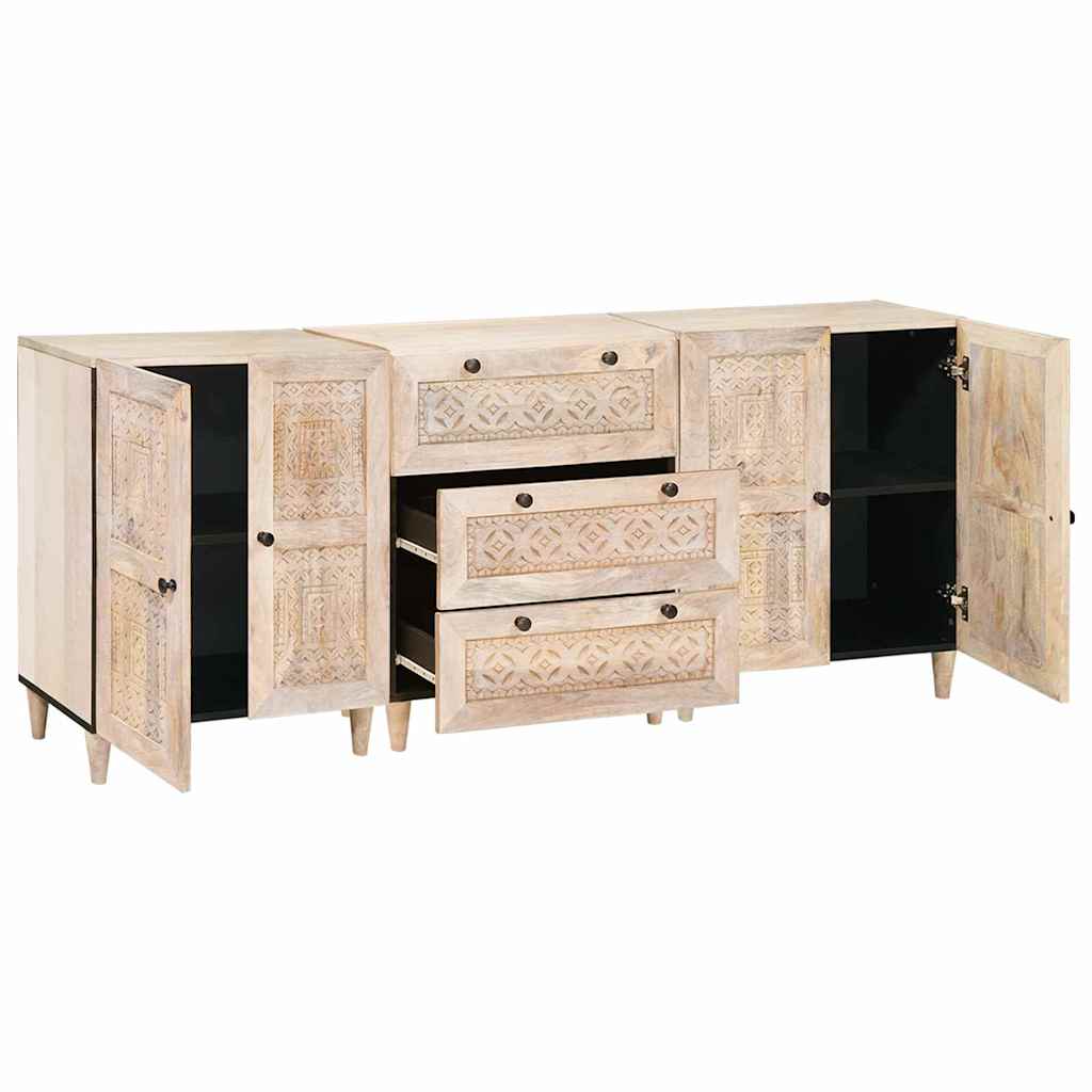 Bufet 3 pcs Alb 60 x 33 x 75 cm Lemn masiv de mango GartenMobel Dekor