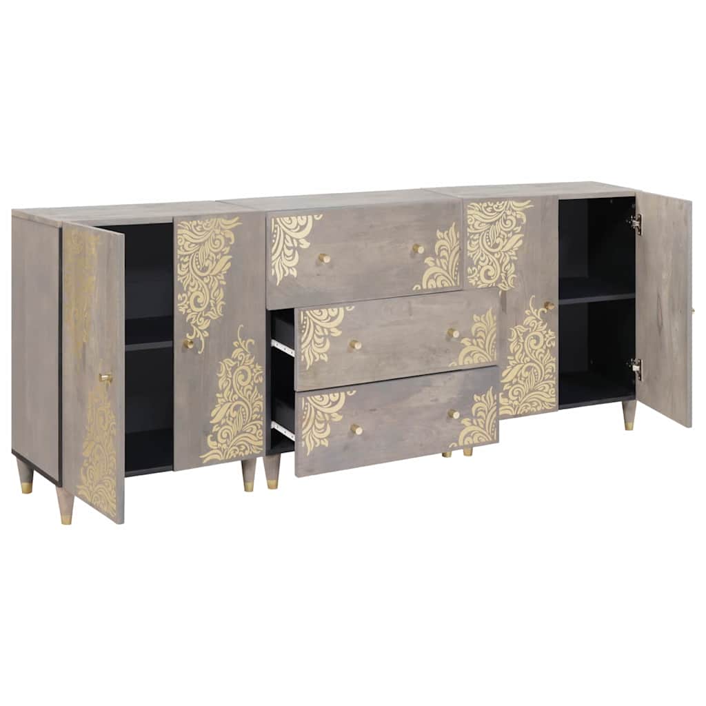 Set de mobilier pentru baie 3 pcs Gri și Aur 180 x 33 x 75 cm GartenMobel Dekor
