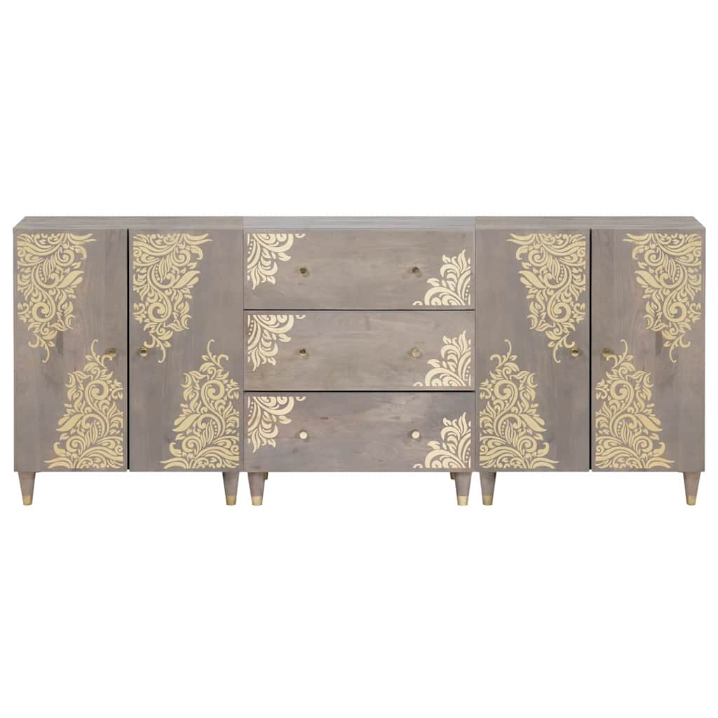 Set de mobilier pentru baie 3 pcs Gri și Aur 180 x 33 x 75 cm GartenMobel Dekor