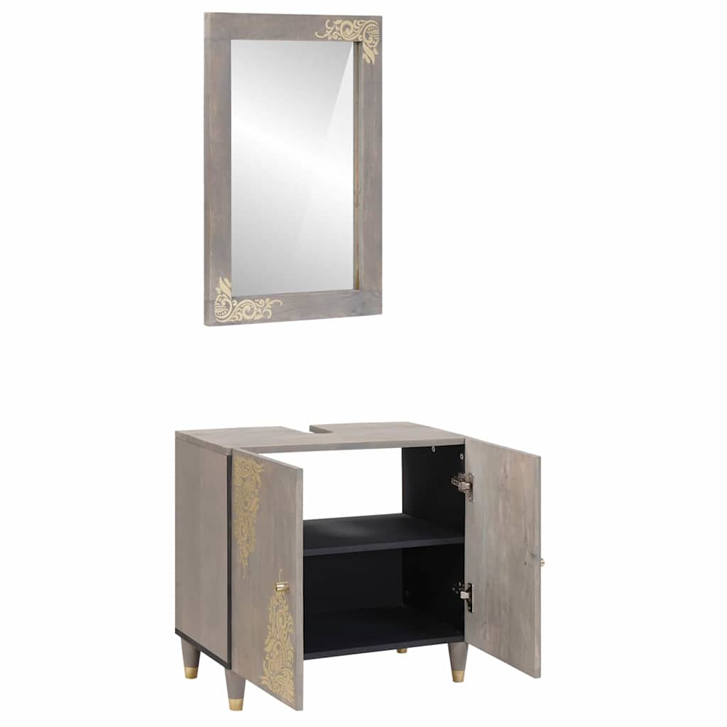 Set de mobilier pentru baie Pe perete 2 pcs Gri 62 x 33 x 58 cm GartenMobel Dekor