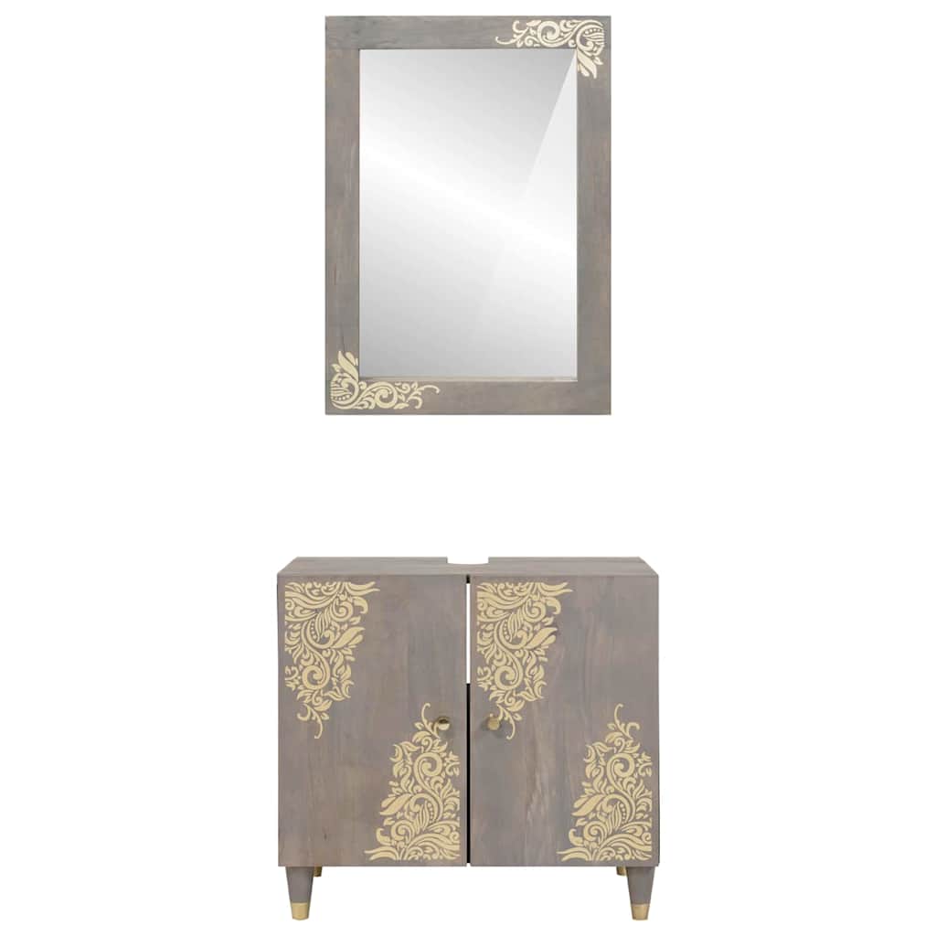 Set de mobilier pentru baie Pe perete 2 pcs Gri 62 x 33 x 58 cm GartenMobel Dekor