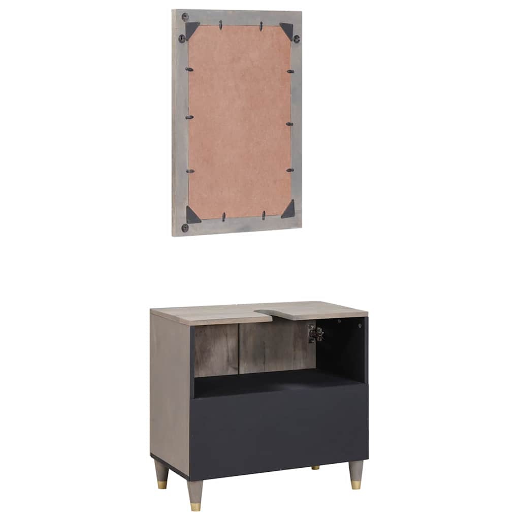Set de mobilier pentru baie Pe perete 2 pcs Gri 62 x 33 x 58 cm GartenMobel Dekor