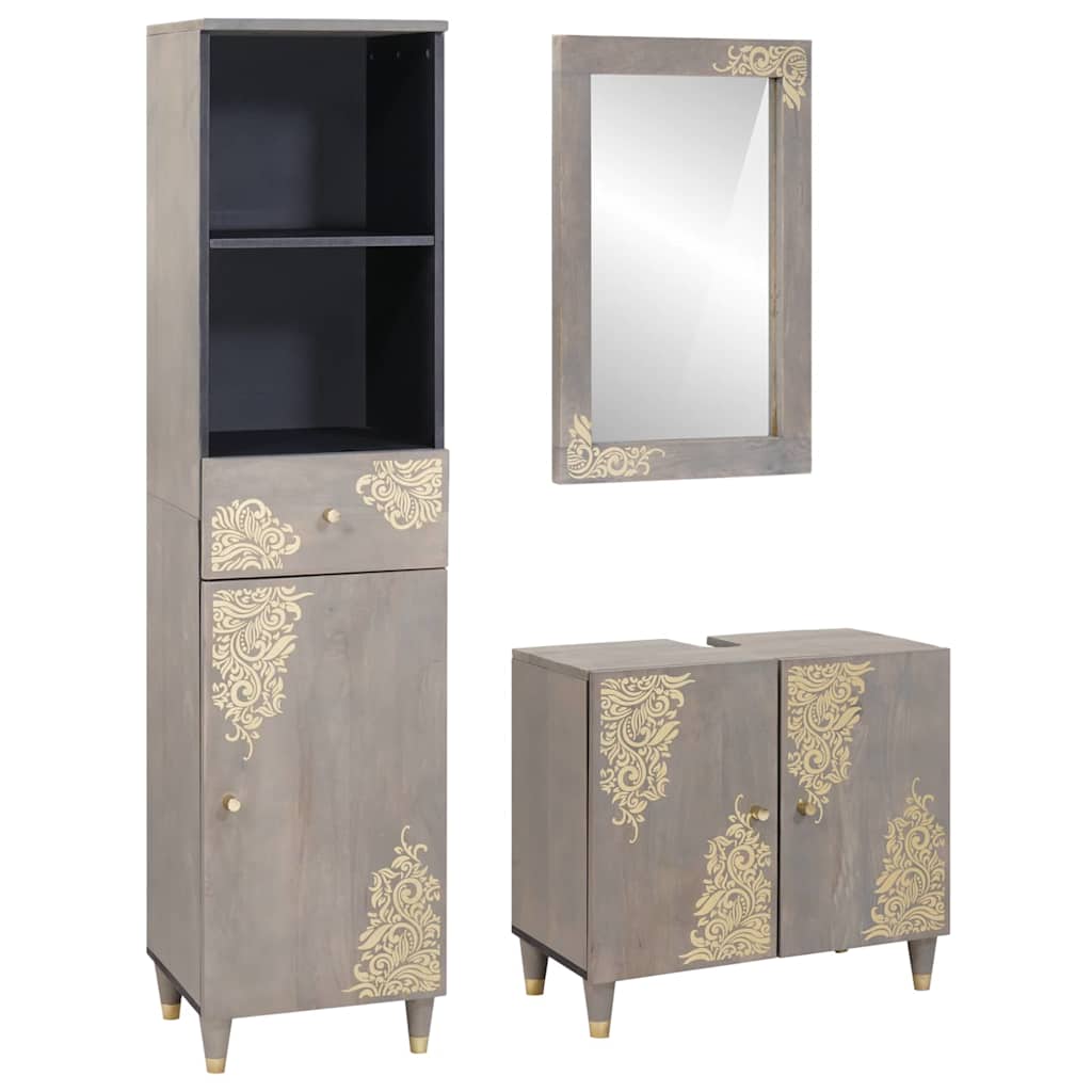 Set de mobilier pentru baie cu sertar 3 pcs Gri 62 x 33 x 58 cm GartenMobel Dekor