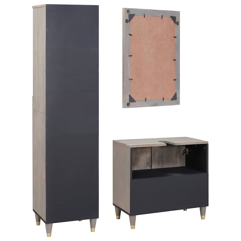 Set de mobilier pentru baie cu sertar 3 pcs Gri 62 x 33 x 58 cm GartenMobel Dekor