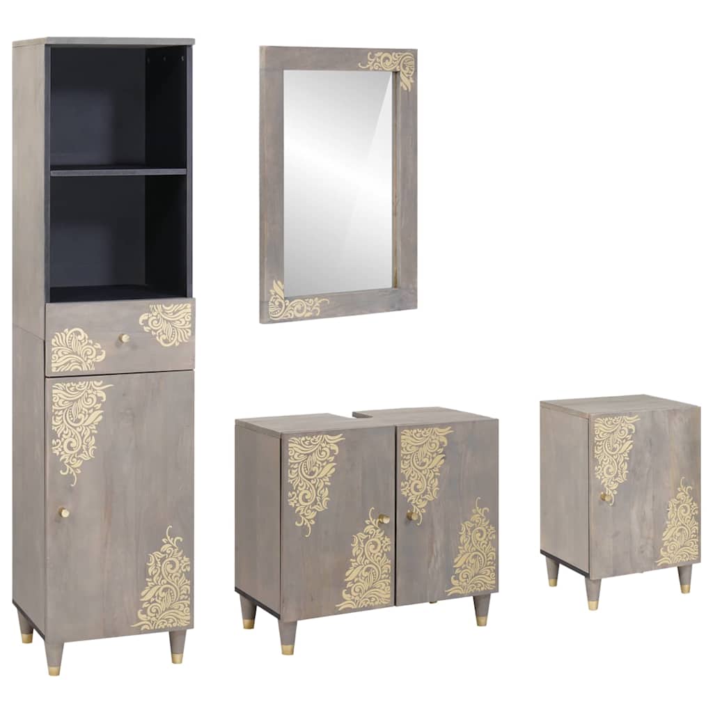 Set de mobilier pentru baie cu sertar 4 pcs Gri 62 x 33 x 58 cm GartenMobel Dekor