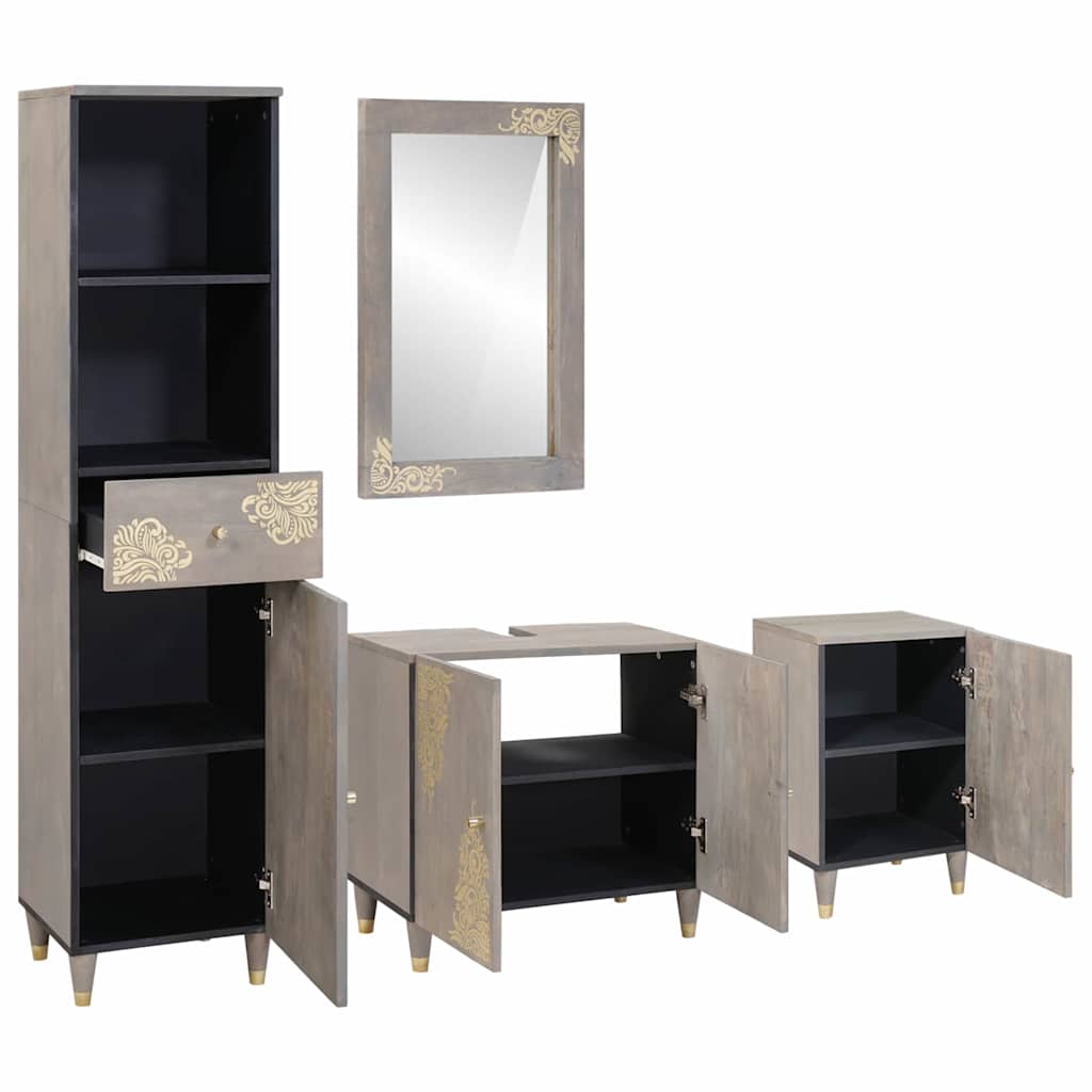 Set de mobilier pentru baie cu sertar 4 pcs Gri 62 x 33 x 58 cm GartenMobel Dekor