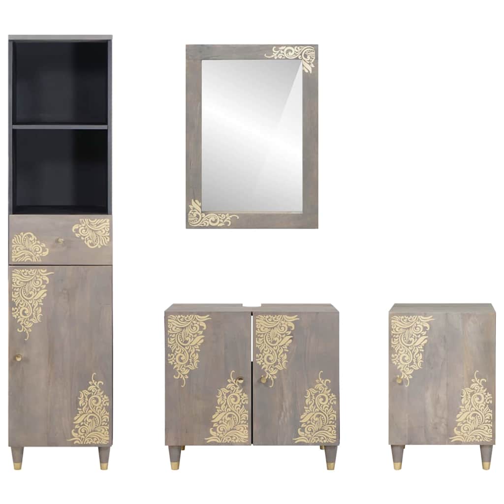 Set de mobilier pentru baie cu sertar 4 pcs Gri 62 x 33 x 58 cm GartenMobel Dekor