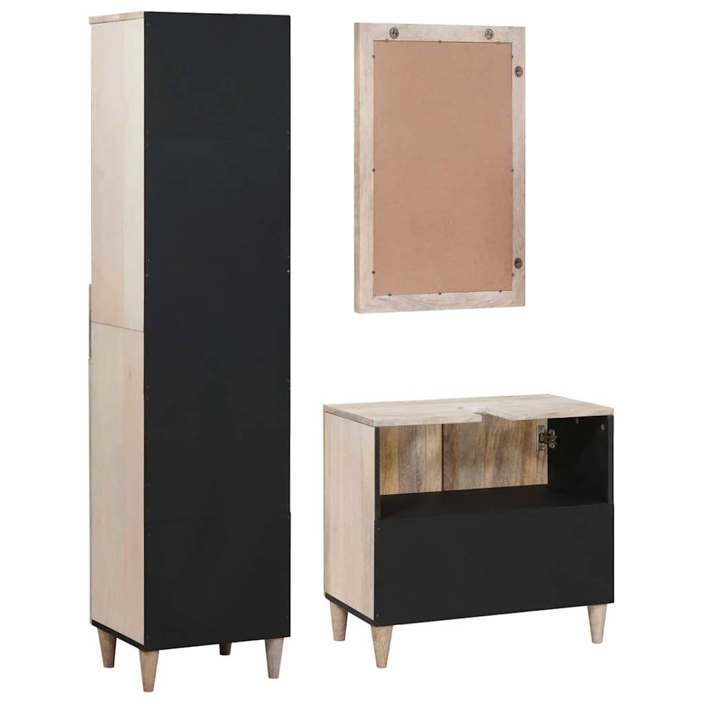 Set de mobilier pentru baie cu ușă 3 pcs Alb 38 x 33 x 160 cm GartenMobel Dekor