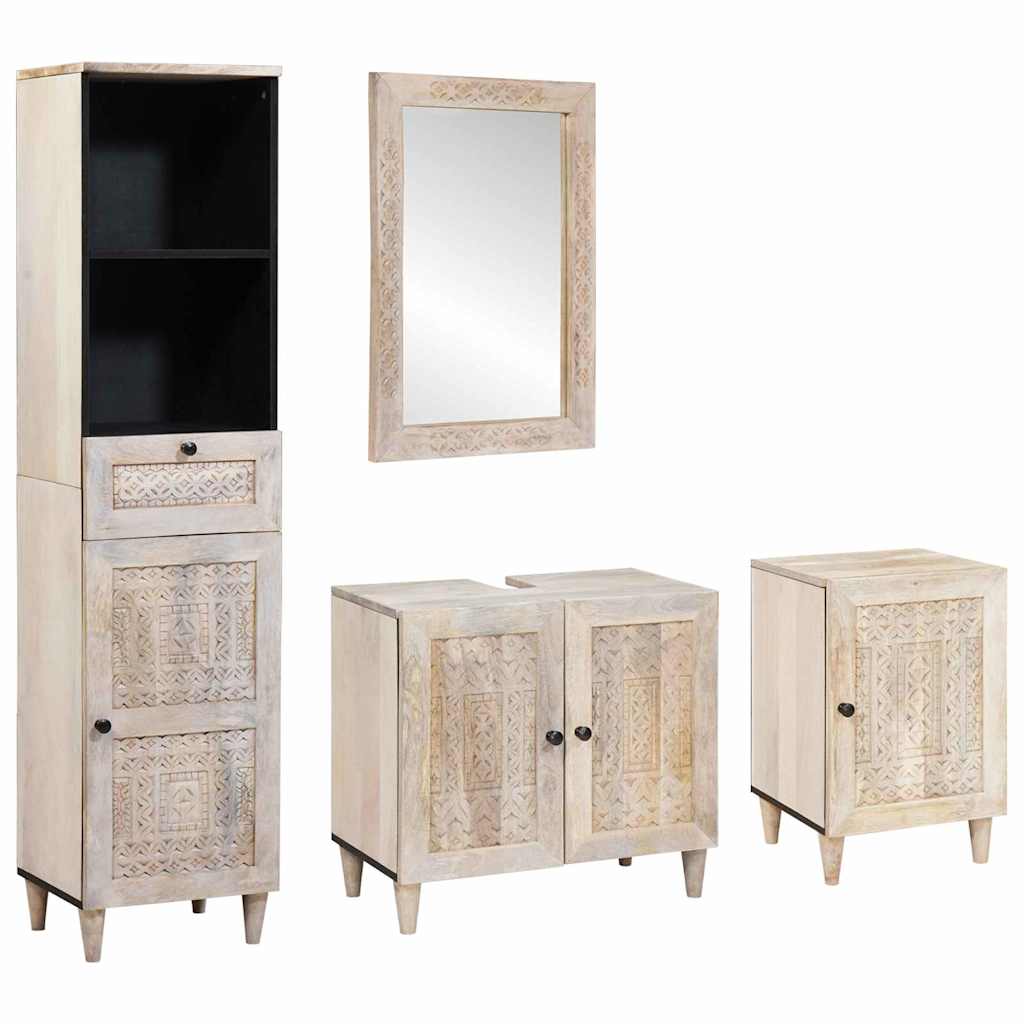 Set de mobilier pentru baie cu ușă 4 pcs Alb 38 x 33 x 160 cm GartenMobel Dekor