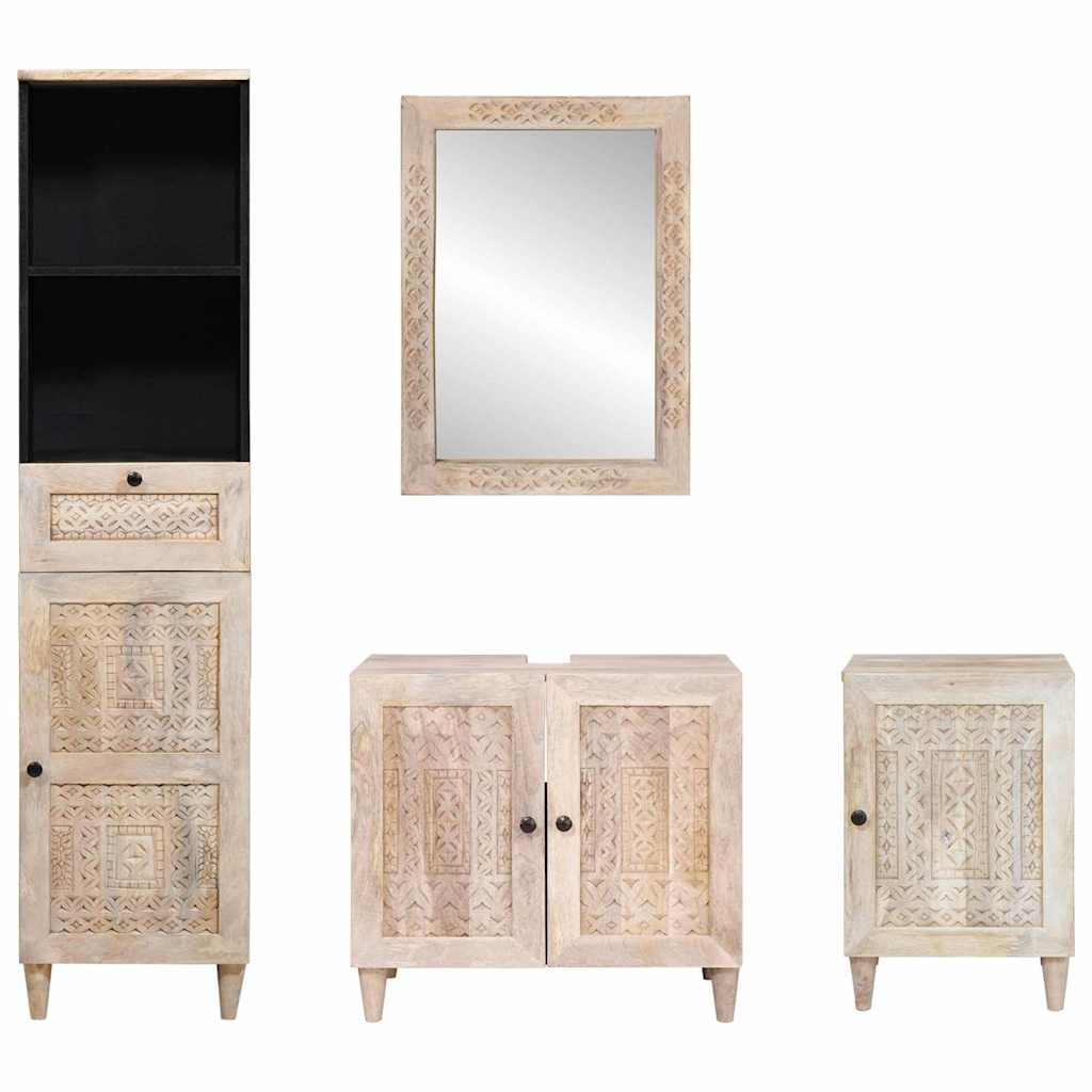 Set de mobilier pentru baie cu ușă 4 pcs Alb 38 x 33 x 160 cm GartenMobel Dekor