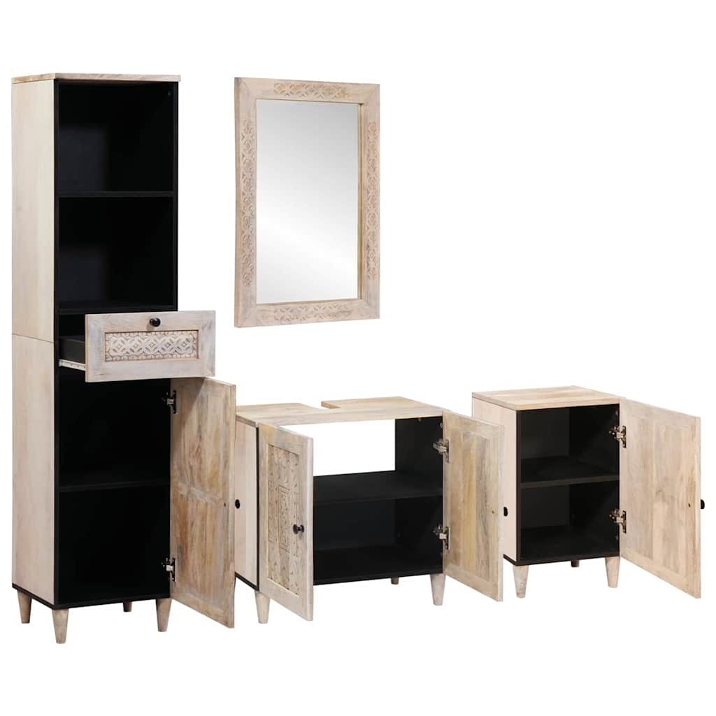 Set de mobilier pentru baie cu ușă 4 pcs Alb 38 x 33 x 160 cm GartenMobel Dekor