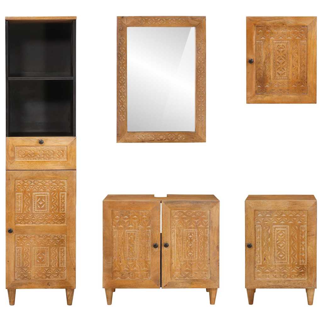 Set de mobilier pentru baie cu ușă 5 pcs Maro 38 x 33 x 160 cm GartenMobel Dekor