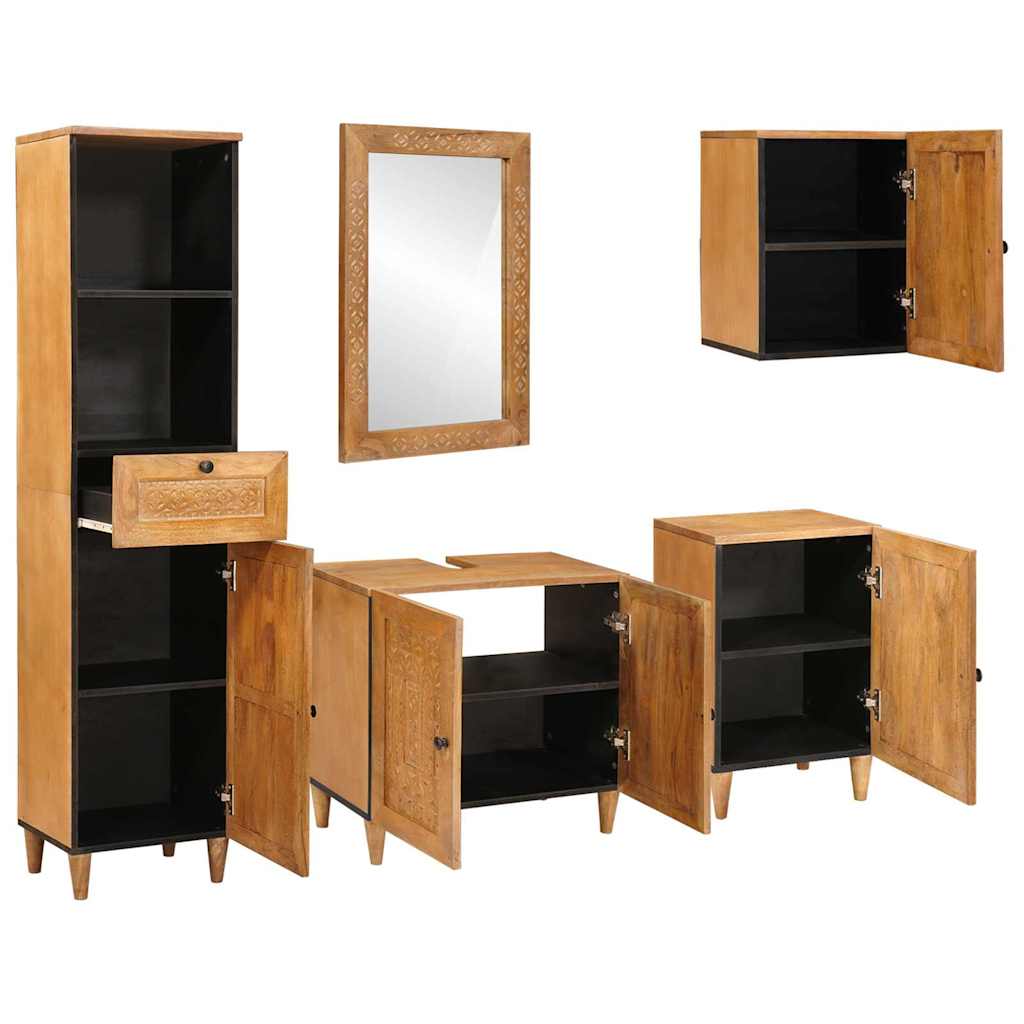 Set de mobilier pentru baie cu ușă 5 pcs Maro 38 x 33 x 160 cm GartenMobel Dekor