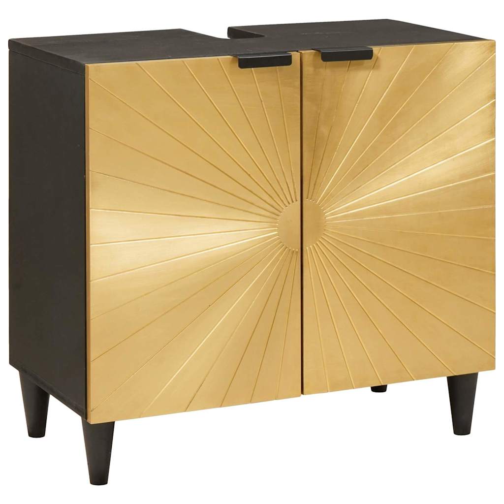 Seturi de mobilier pentru baie cu sertar 5 pcs Negru și Aur GartenMobel Dekor