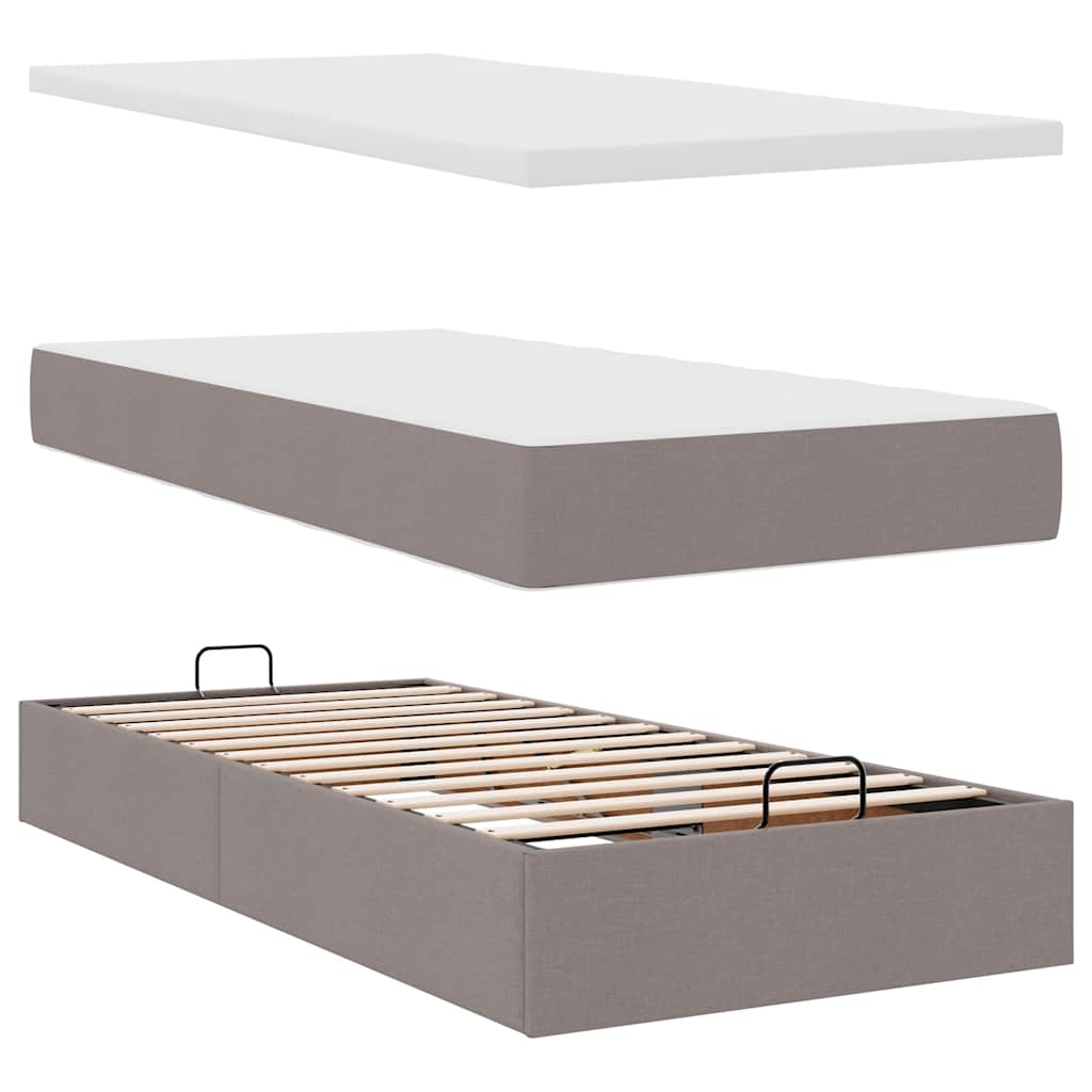 Cadru de pat otoman cu saltea Taupe 100x200cm Material GartenMobel Dekor