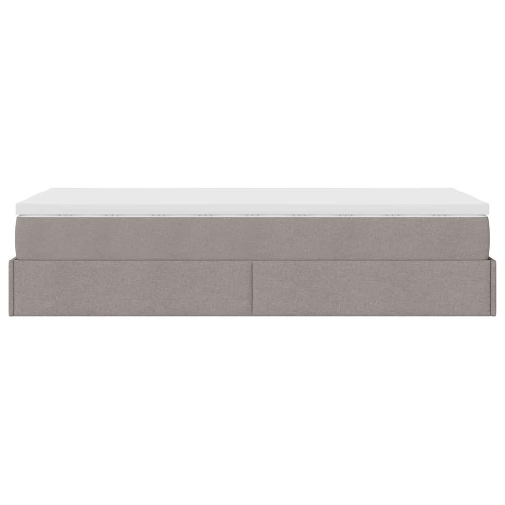 Cadru de pat otoman cu saltea Taupe 100x200cm Material GartenMobel Dekor