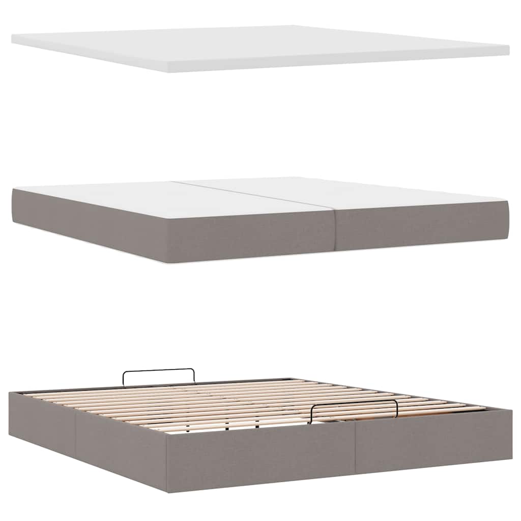 Cadru de pat otoman cu saltele Taupe 200x200cm țesătură GartenMobel Dekor