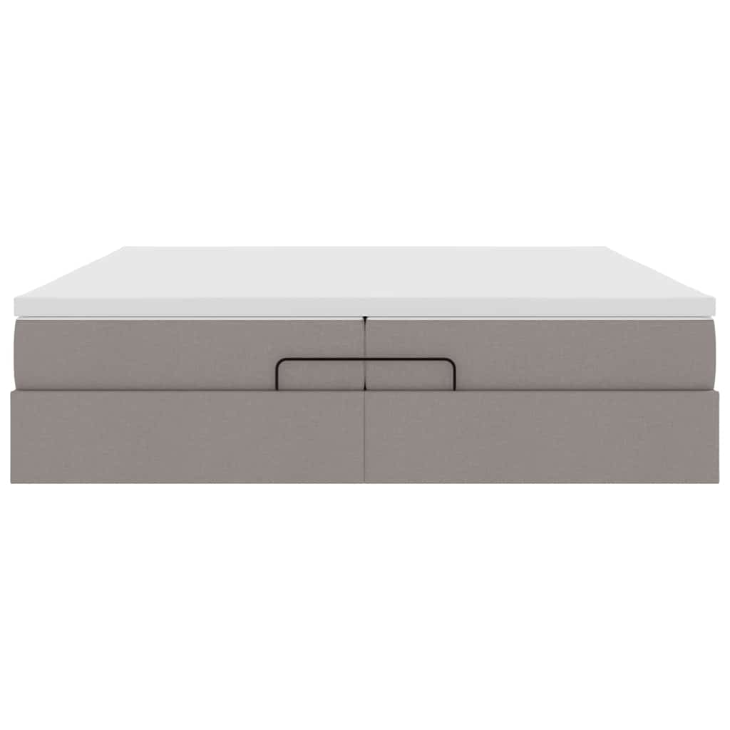 Cadru de pat otoman cu saltele Taupe 200x200cm țesătură GartenMobel Dekor