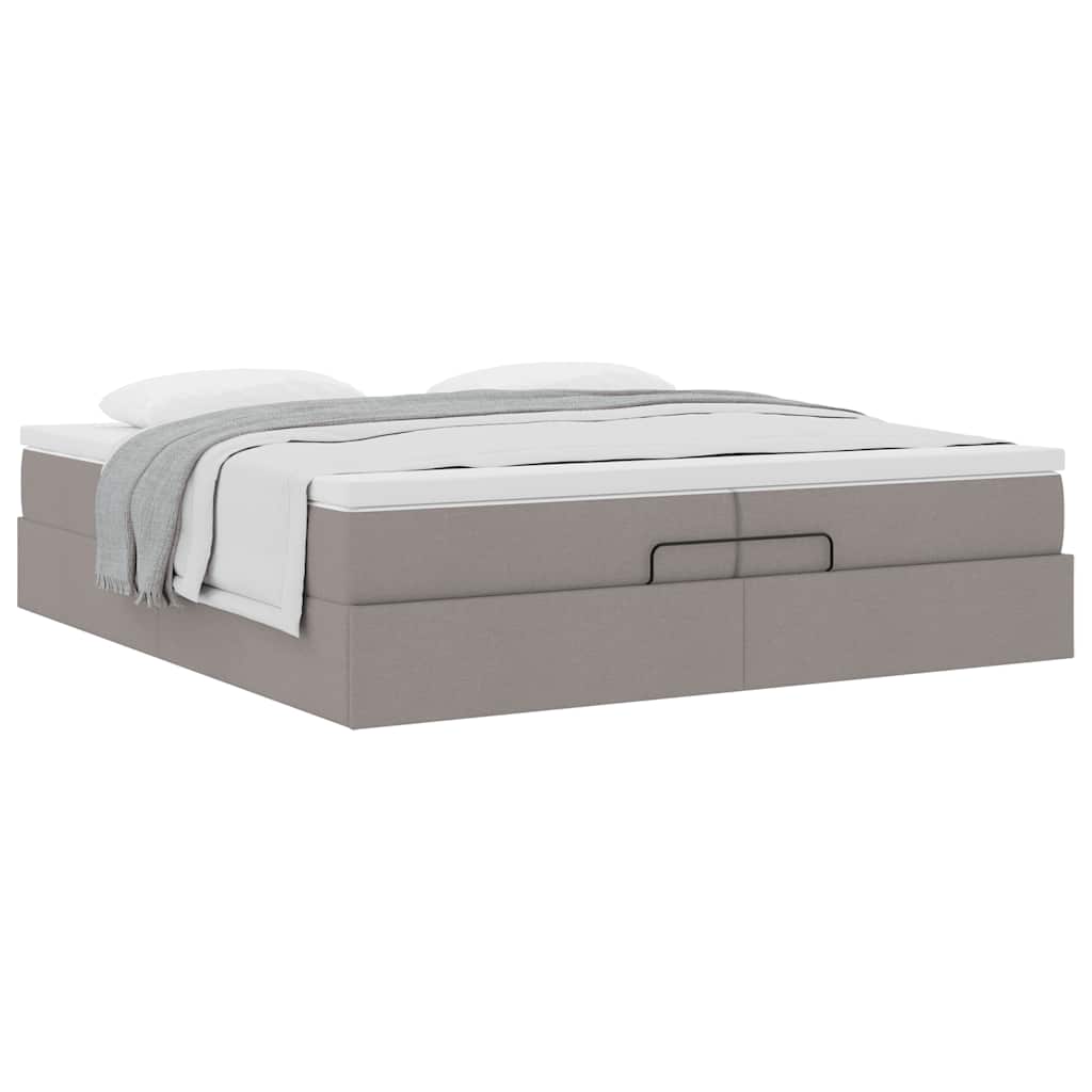 Cadru de pat otoman cu saltele Taupe 200x200cm țesătură GartenMobel Dekor