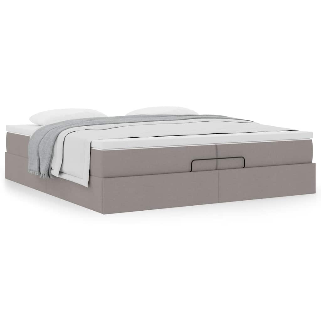 Cadru de pat otoman cu saltele Taupe 200x200cm țesătură GartenMobel Dekor