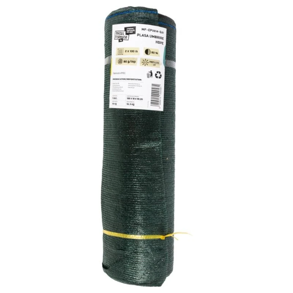 Plasa de umbrire Micul Fermier, HDPE, 2x100m 80g/mp 80% G01 FarmGarden AgroTrade
