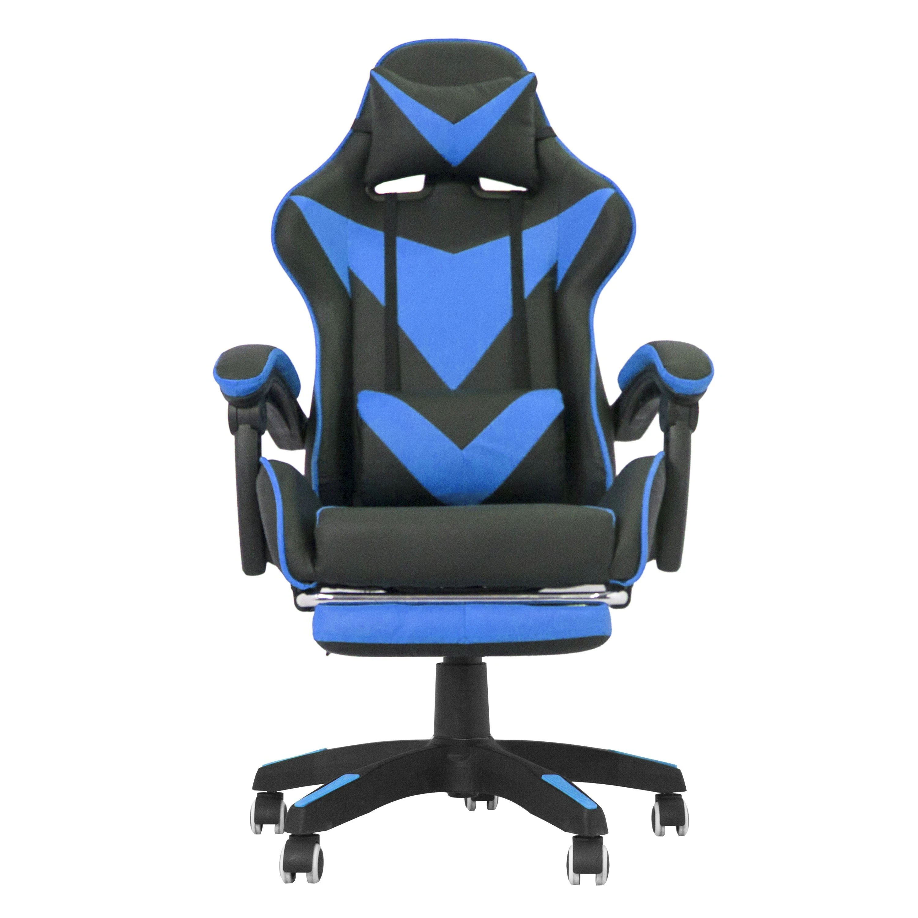 Scaun ergonomic de gaming, tetiera, suport retractabil picioare, sport lombar, inaltime reglabila, negru, albastru MultiMark GlobalProd