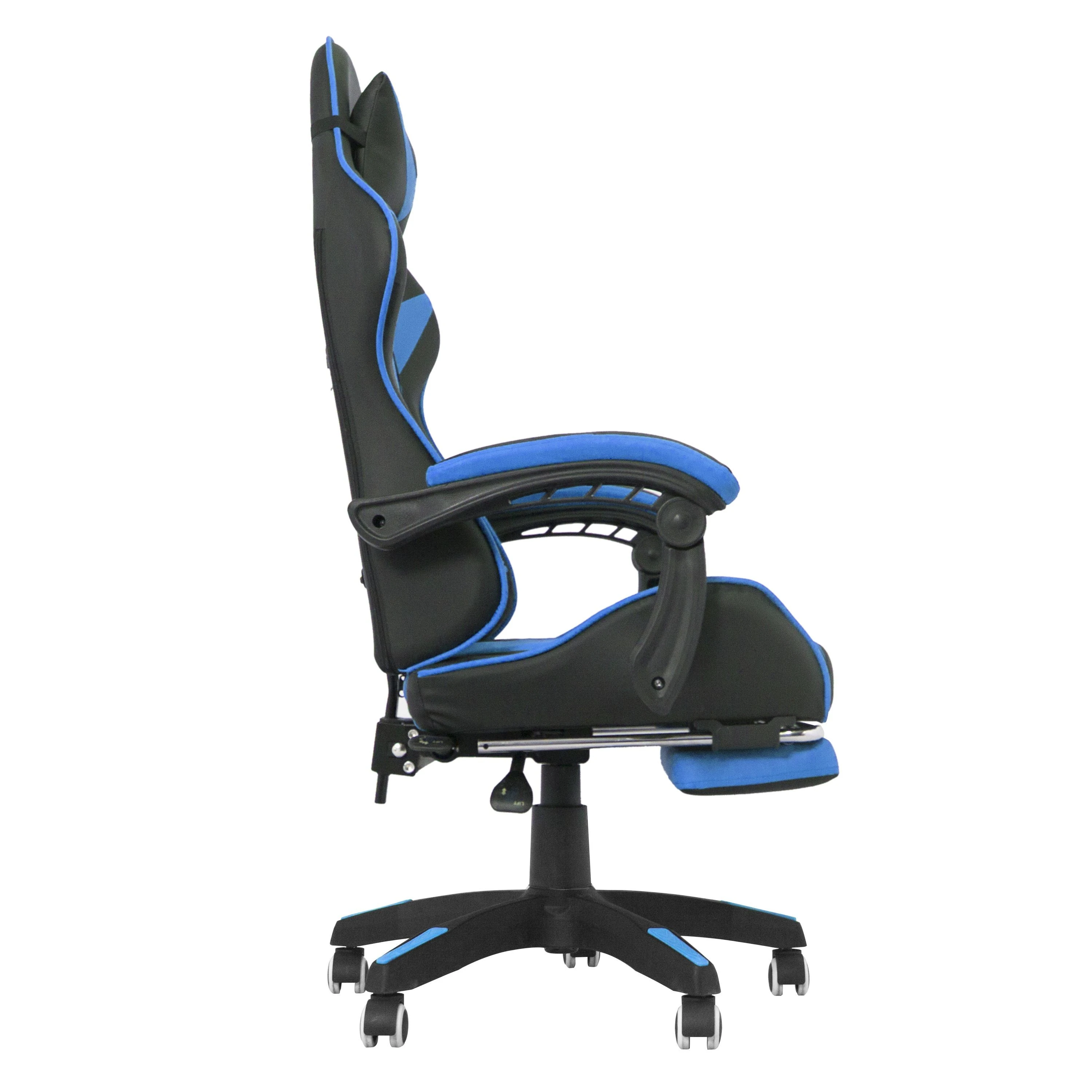 Scaun ergonomic de gaming, tetiera, suport retractabil picioare, sport lombar, inaltime reglabila, negru, albastru MultiMark GlobalProd