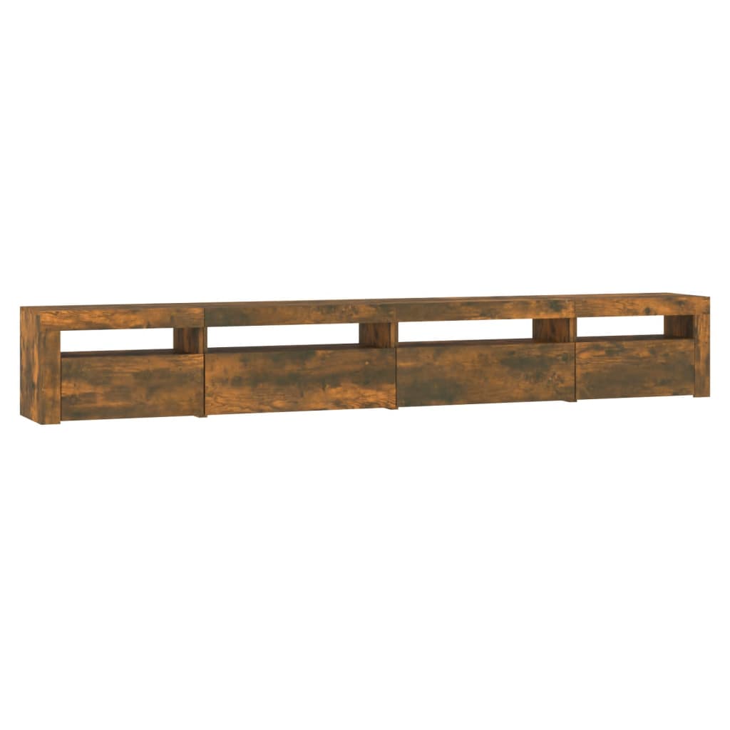 Comodă TV cu lumini LED, stejar fumuriu, 270x35x40 cm GartenMobel Dekor