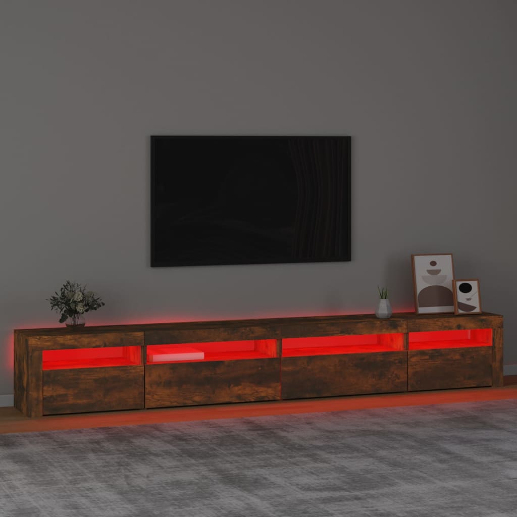 Comodă TV cu lumini LED, stejar fumuriu, 270x35x40 cm GartenMobel Dekor
