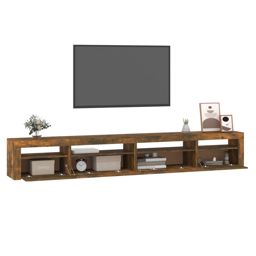Comodă TV cu lumini LED, stejar fumuriu, 270x35x40 cm GartenMobel Dekor