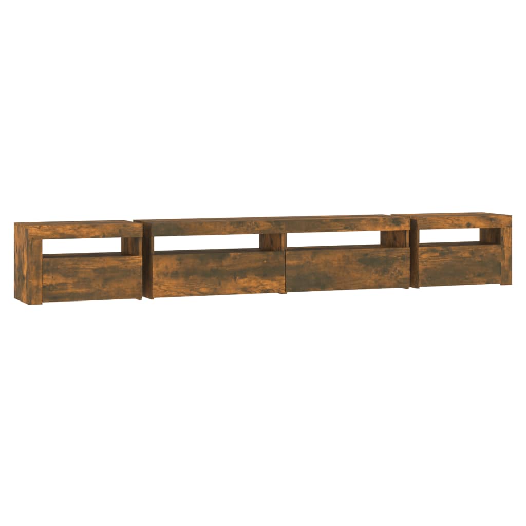 Comodă TV cu lumini LED, stejar fumuriu, 270x35x40 cm GartenMobel Dekor