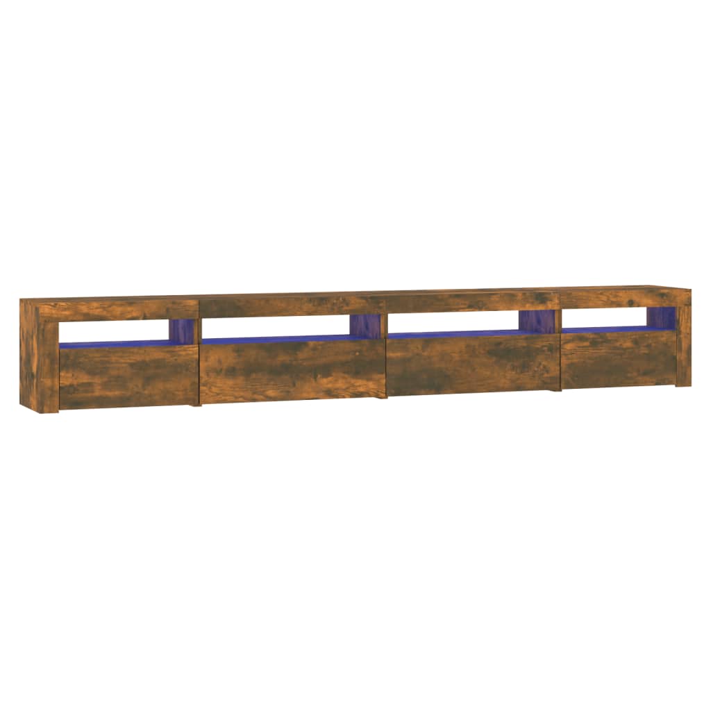 Comodă TV cu lumini LED, stejar fumuriu, 270x35x40 cm GartenMobel Dekor