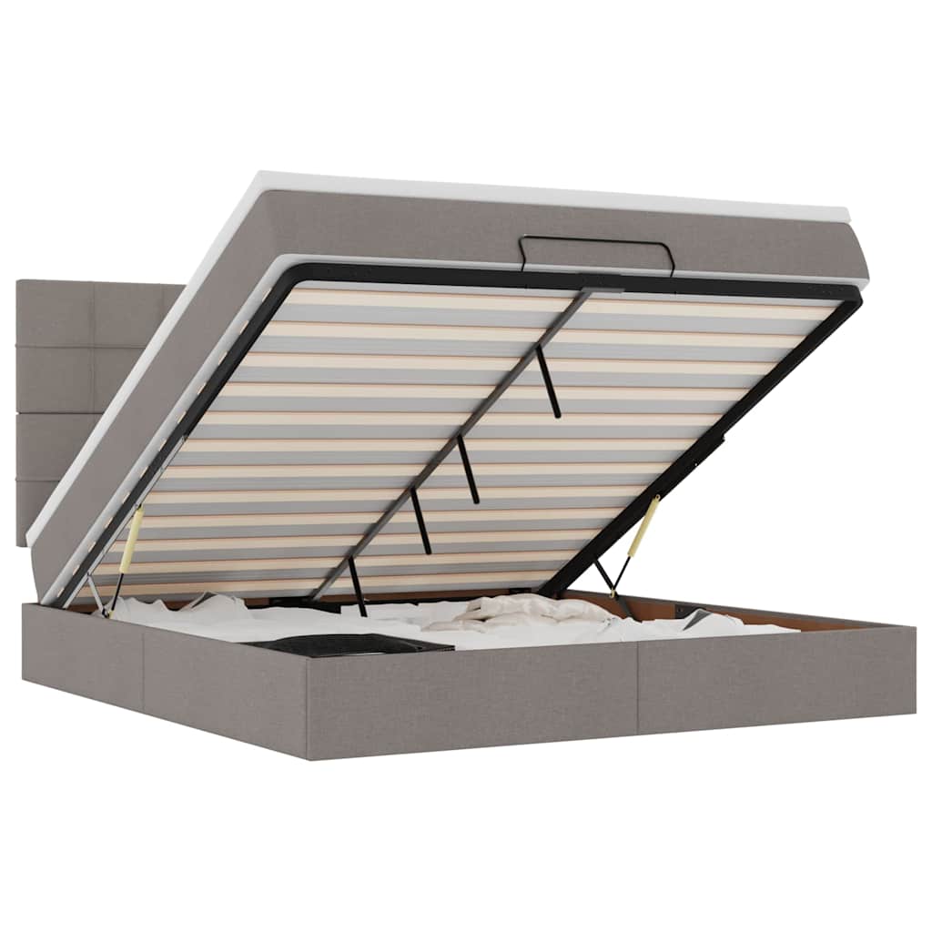 Cadru de pat otoman cu saltea Taupe 180x200cm Material GartenMobel Dekor