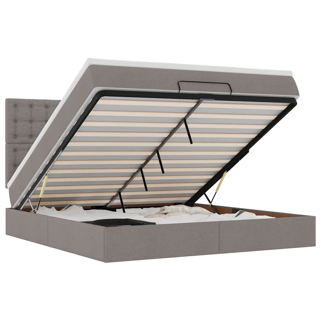 Cadru de pat otoman cu saltea Taupe 180x200cm Material GartenMobel Dekor