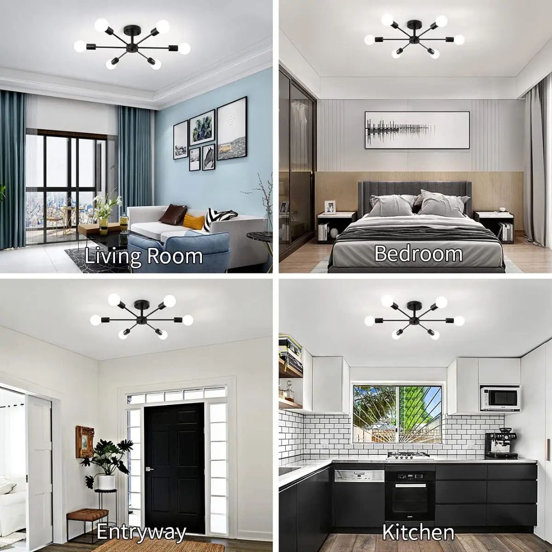Lustra Mikkos 6XE27 Negru ModernLight Concept