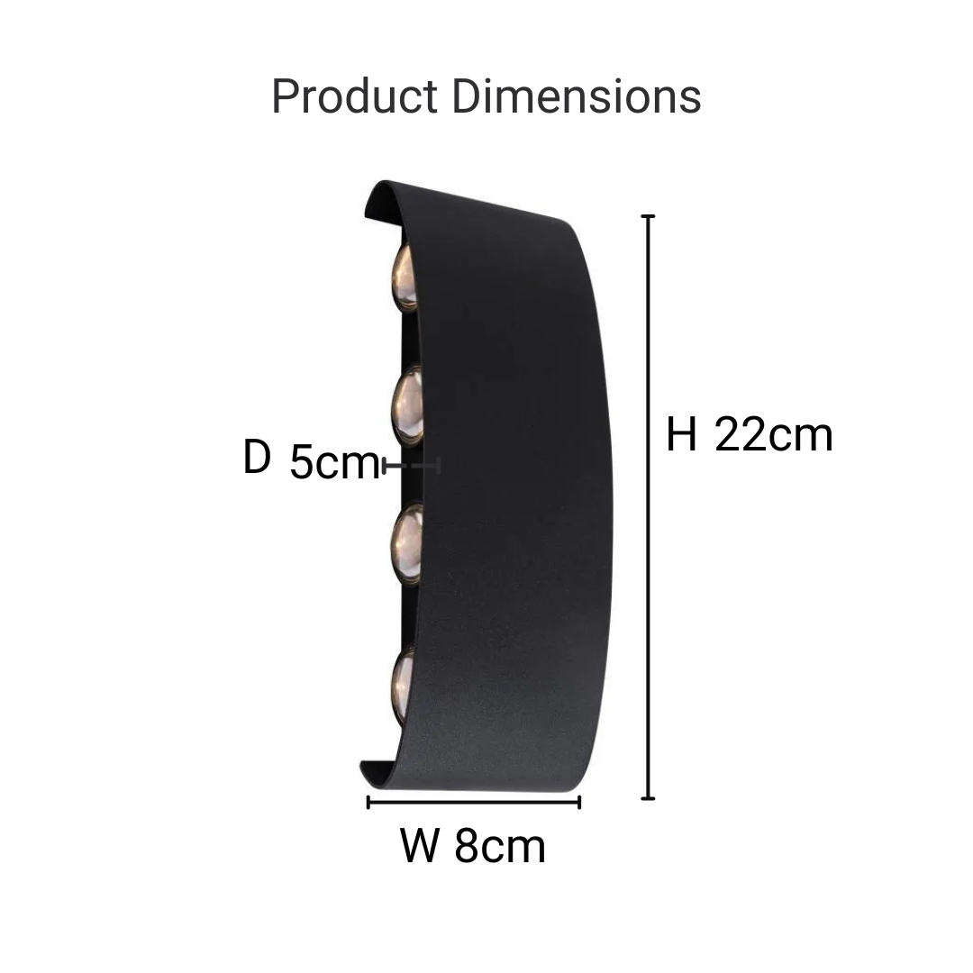 Fantas Aplica LED de Exterior si Interior, 8 Surse x 1W, IP65, Metalic, Negru, 3000K ModernLight Concept