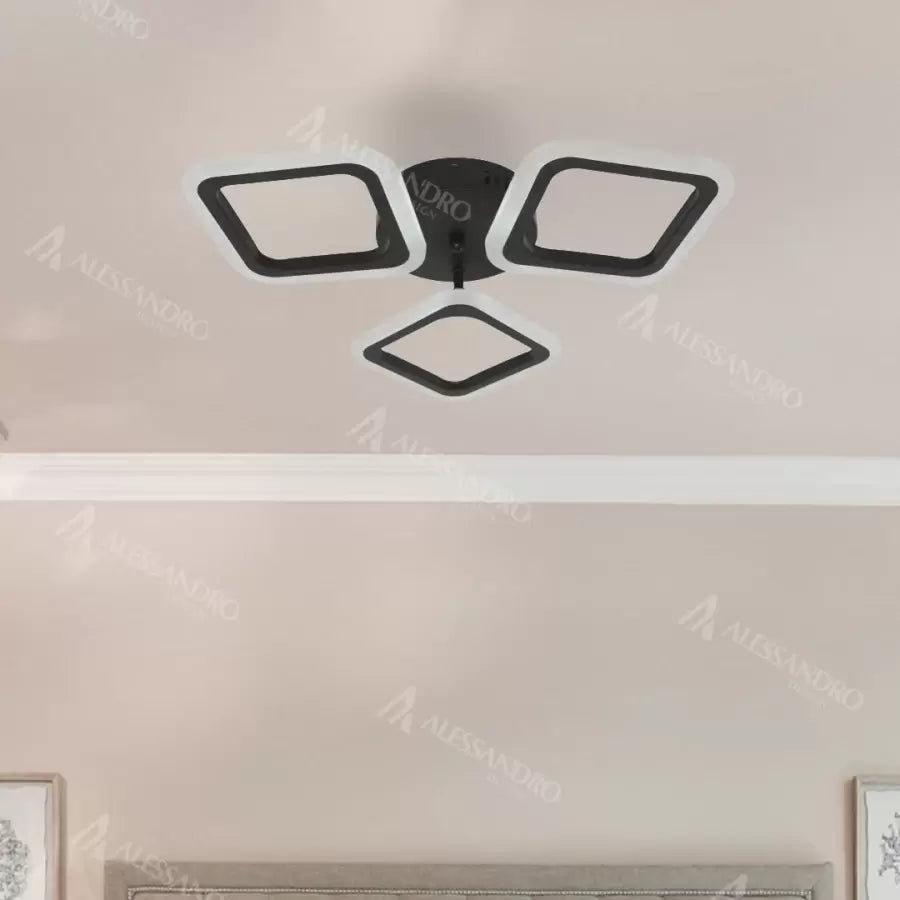 Lustra LED PULSARIS 32W, 3 Patrate, lumina Rece/Calda/Neutra, Negru ModernLight Concept