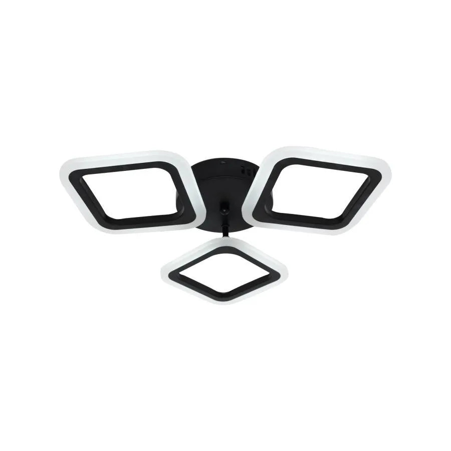 Lustra LED PULSARIS 32W, 3 Patrate, lumina Rece/Calda/Neutra, Negru ModernLight Concept