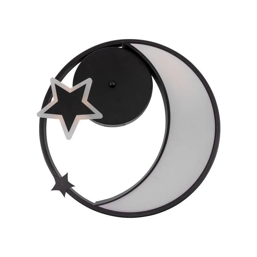 Lustra LED cu telecomanda ALYONA 44W, Luna si Stea, lumina Rece/Calda/Neutra, Dimabila, Negru ModernLight Concept