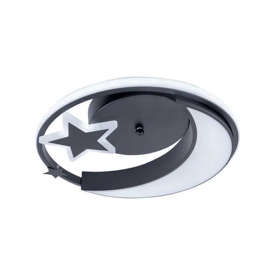 Lustra LED cu telecomanda ALYONA 44W, Luna si Stea, lumina Rece/Calda/Neutra, Dimabila, Negru ModernLight Concept