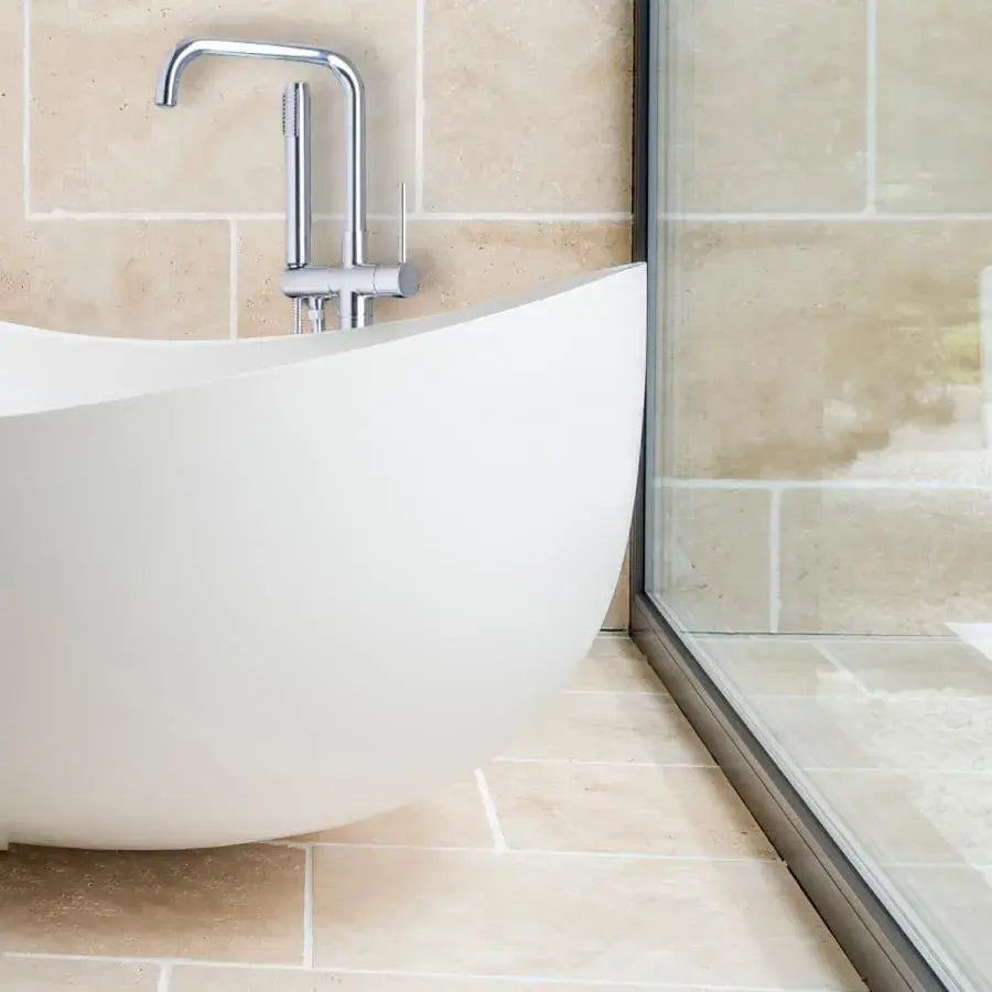 Baterie de Podea cu Para si Furtun, Alama Sanitara, Crom, CF2039 ModernLight Concept