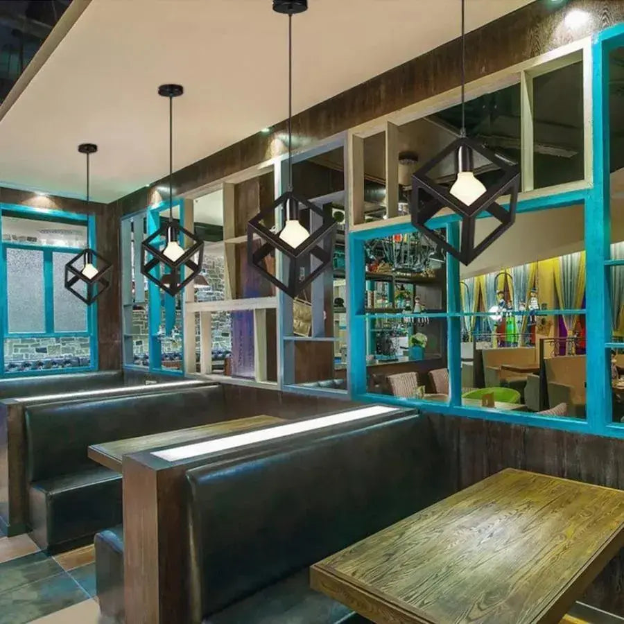 Lustra Forma Cub, STRUKTUR Uno, 1x E27, Negru, Suspendat, Metal ModernLight Concept