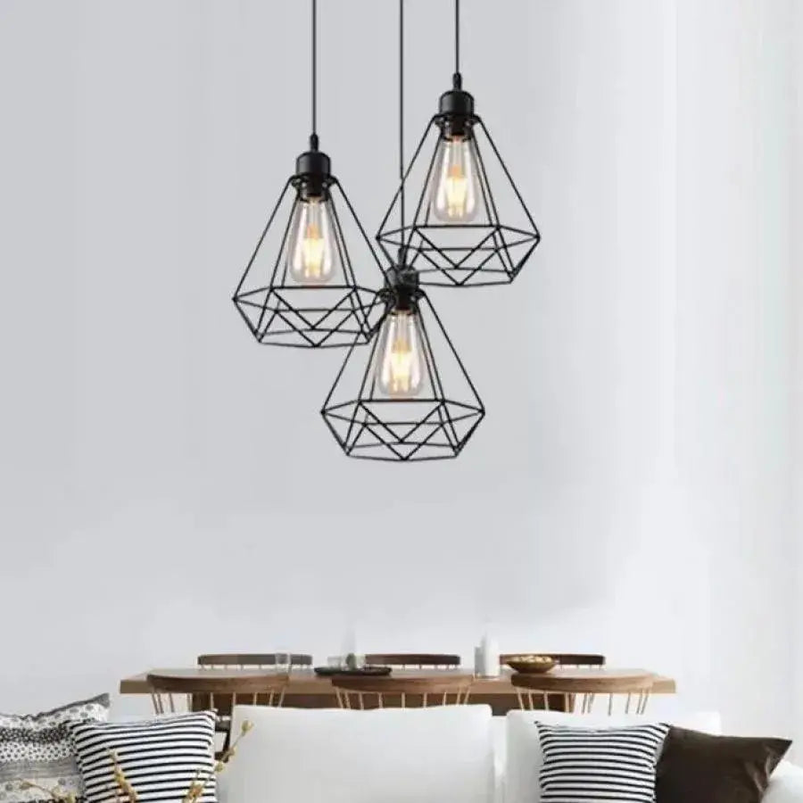 Lustra Forma Diamant, STRUKTUR, 3xE27, Negru, Metal ModernLight Concept