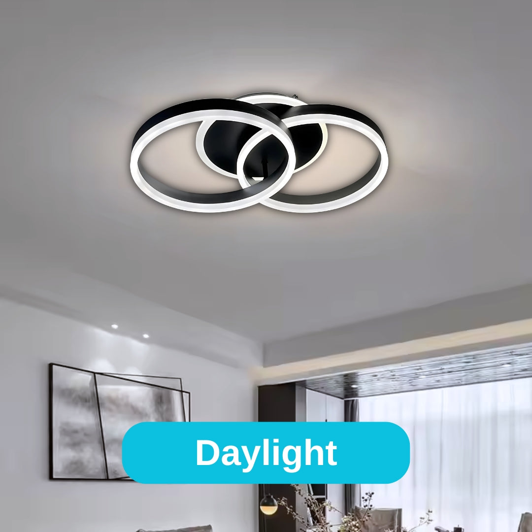 Lustra LED cu telecomanda RIGA LILITH 55W, 2 Cercuri, lumina Rece/Calda/Neutra, Dimabila, Negru ModernLight Concept