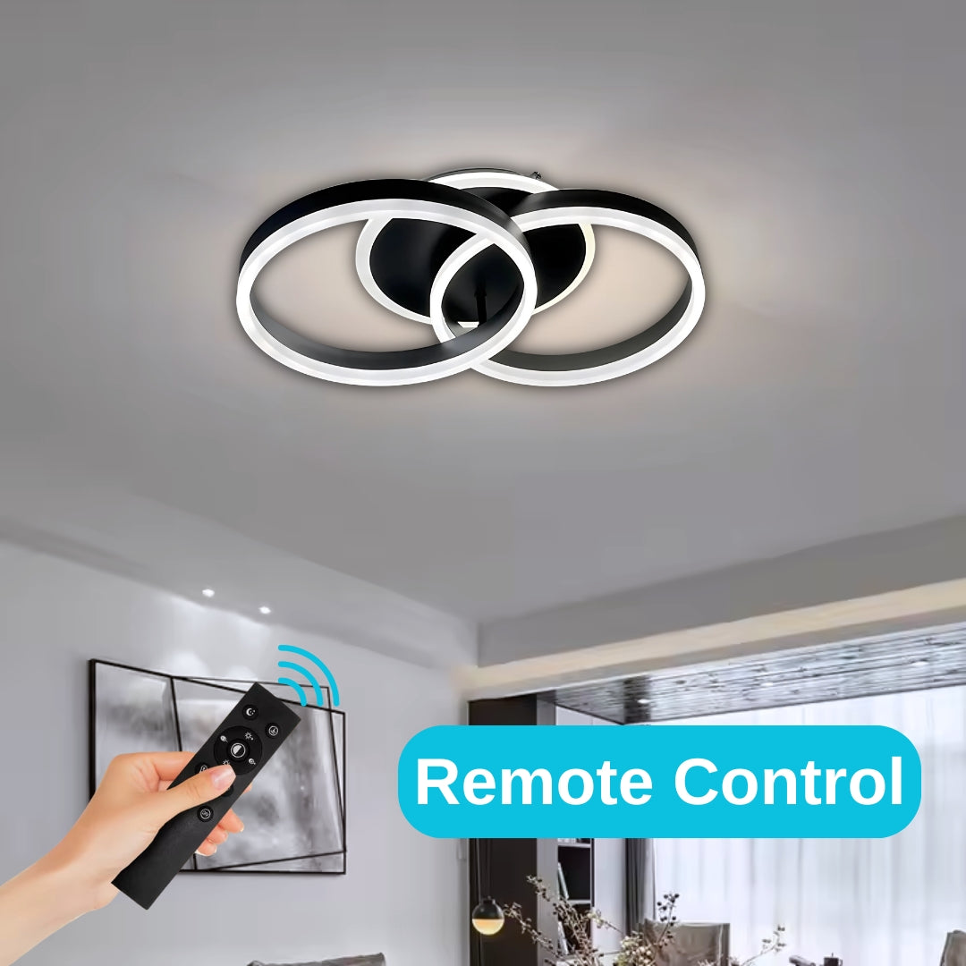 Lustra LED cu telecomanda RIGA LILITH 55W, 2 Cercuri, lumina Rece/Calda/Neutra, Dimabila, Negru ModernLight Concept