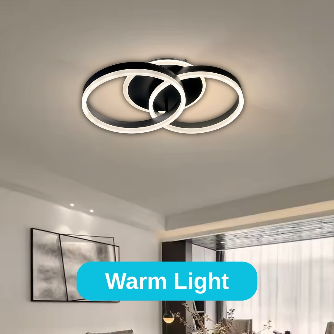 Lustra LED cu telecomanda RIGA LILITH 55W, 2 Cercuri, lumina Rece/Calda/Neutra, Dimabila, Negru ModernLight Concept