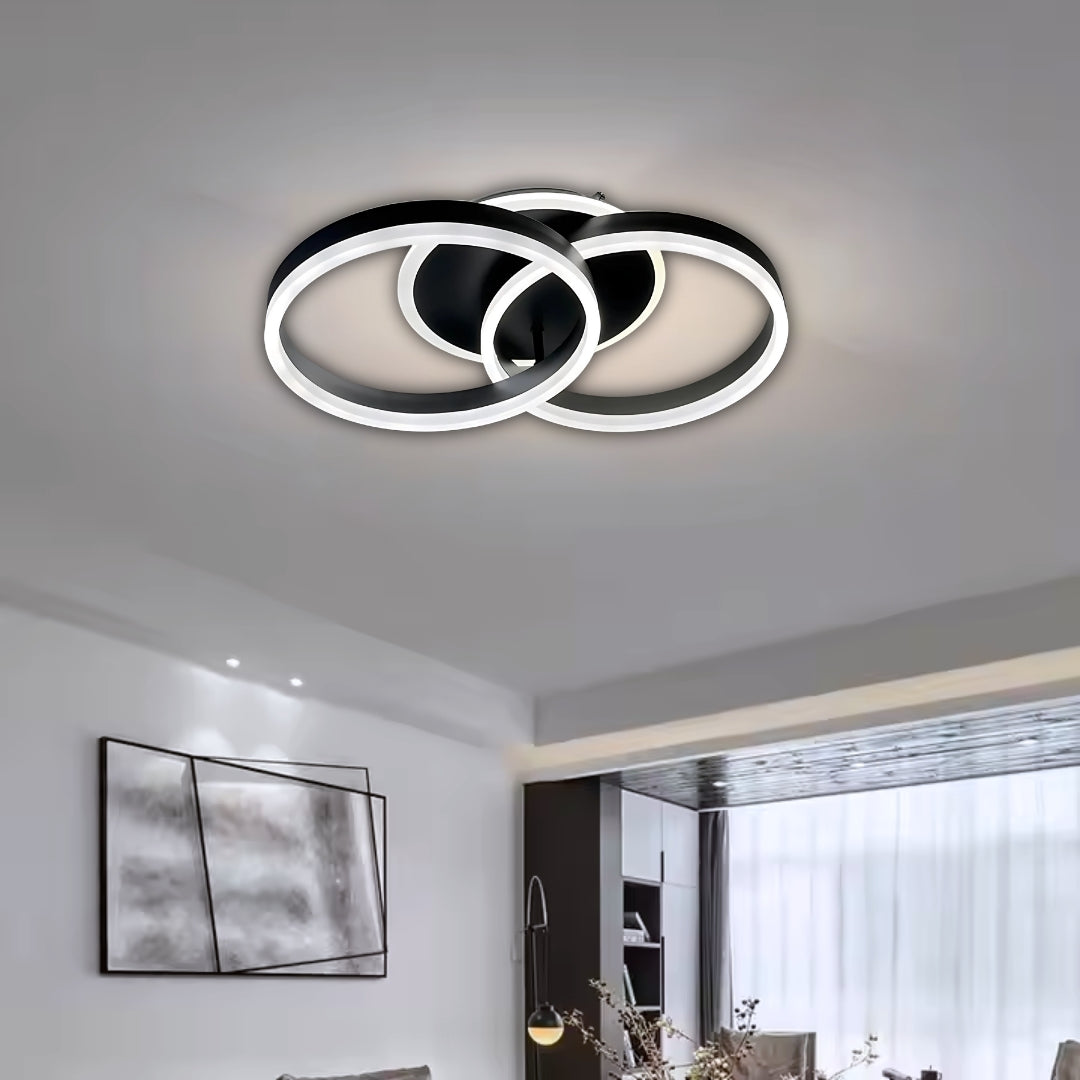 Lustra LED cu telecomanda RIGA LILITH 55W, 2 Cercuri, lumina Rece/Calda/Neutra, Dimabila, Negru ModernLight Concept
